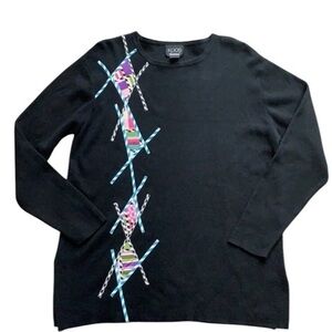 Vintage KOOS Of Course! Black Patchwork Crewneck Sweater